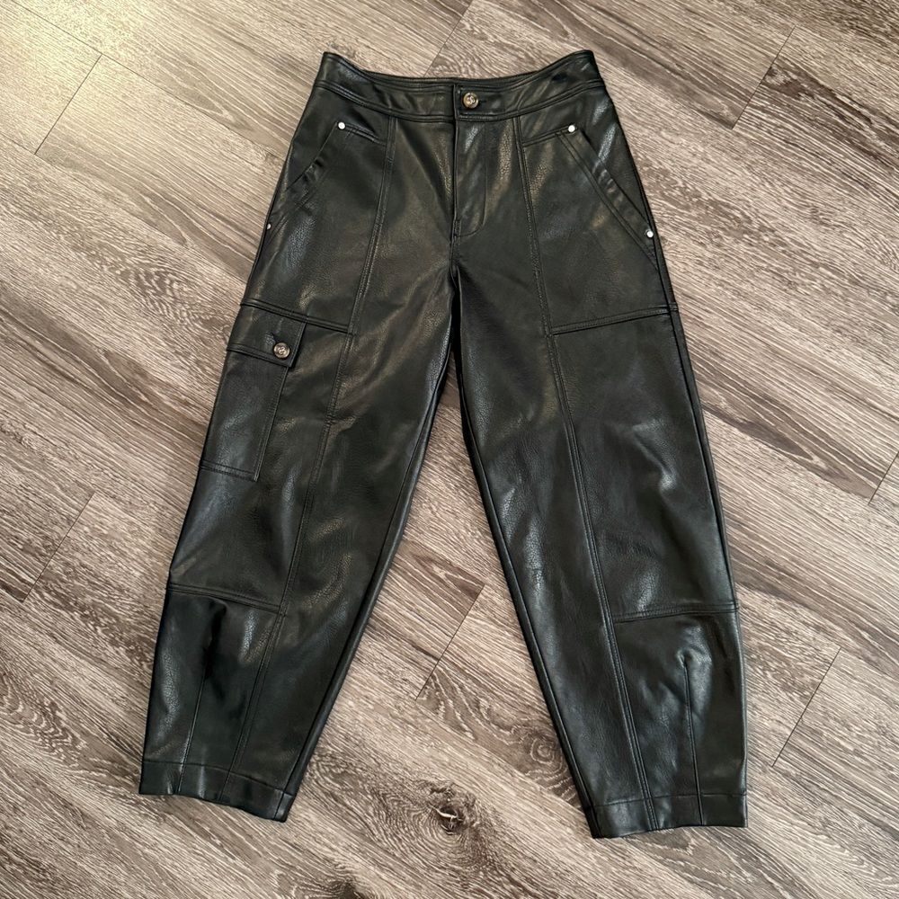 Anthropologie Faux Leather Barrel Pant